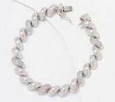 Diamonique Italia San Marco Pave Station Bracelet, Sterling Silver, Avg